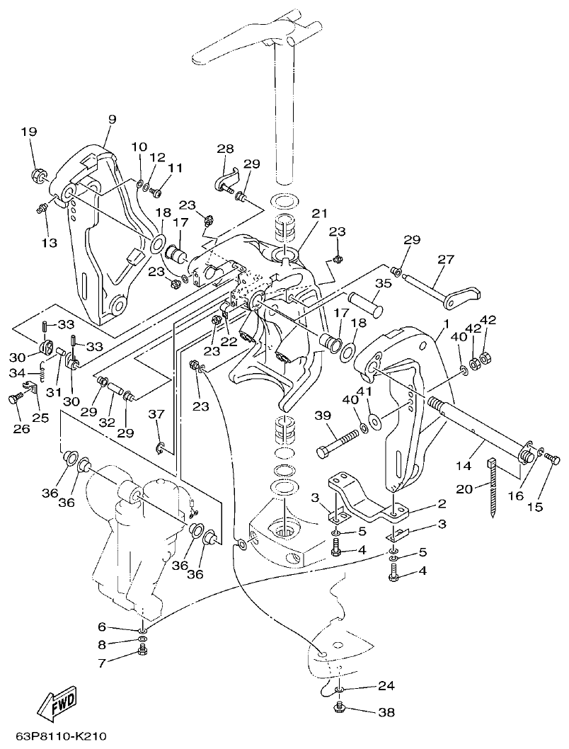 Yamaha F150BET, FL150BET BRACKET 1 parts diagram